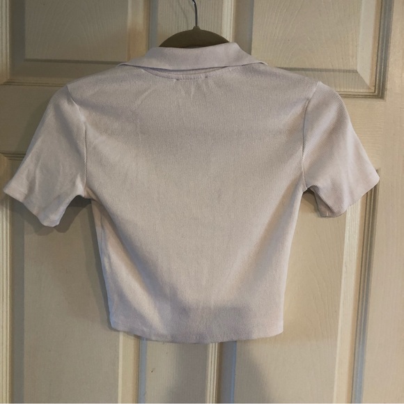 Zara cropped collar ribbed t shirt- size medium - Picture 4 of 10